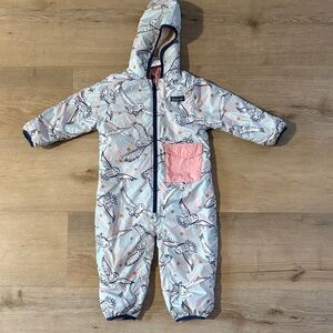 PATAGONIA 12-18m owl owls pink blue reversible 2-sided snowsuit snow suit 18-24m